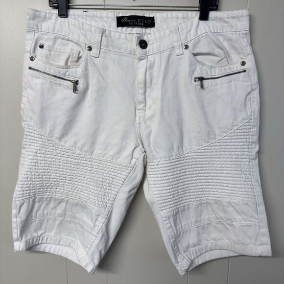 Marc Ecko Cut And Sew Denim White Shorts Men Size 34 GUC - Picture 1 of 12